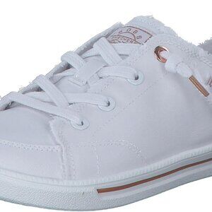 Women's Canvas Sneakers Wide Fit White Memory Foam Casual Vegan Comfortable